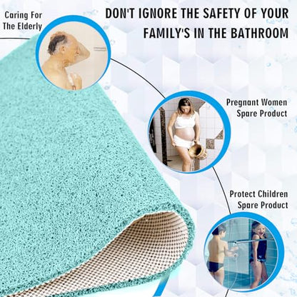 godehone Shower Mats Non Slip Without Suction Cups, PVC Loofah Bathroom Mats, Loofah Mats for Shower and Bathroom, Quick Drying, 23.6× 34.6 Inch, Light Green - color: Light Green, size: 34.6" x 23.6" (Rectangular)
