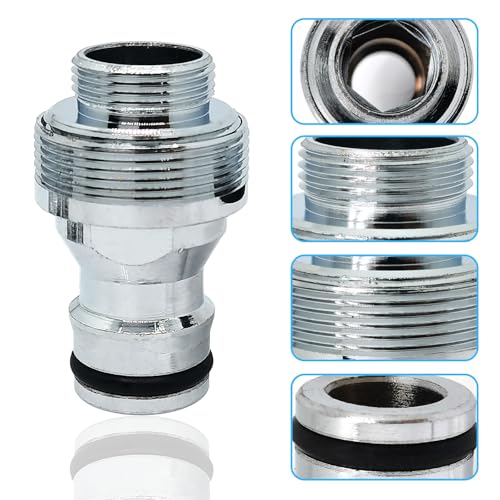 1pcs Brass Faucet Tap Quick Connector Adapter Kit,16mm Male Thread x 1mm Pitch Connector,Universal Faucet Adapter for Washing Machine And Pressure Washer(Silver) - size: 16mm Male Thread x 1mm