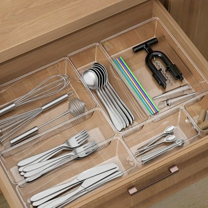 12 Pack Clear Drawer Organizer Set, 3 Sizes Bathroom Vanity Organizer Trays | Vanity and Makeup Organizer | Bathroom Organizer Trays | Storage Bins For Makeup | Cosmetics | Jewelry | Gadgets - size: 12pcs-3size