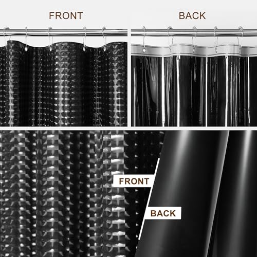 Barossa Design Black Stall Size Shower Curtain Liner 36x72 | Waterproof PEVA, 3 Magnets, 36" W x 72" H Lightweight Plastic Shower Curtain for Small Bathroom Stall, Dimensional Black - color: Dimensional Black, size: 36"W x 72"L (Pack of 1)