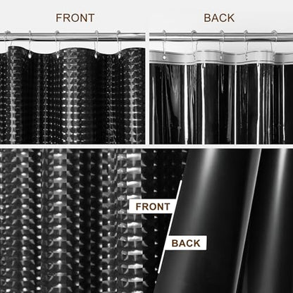 Barossa Design Black Stall Size Shower Curtain Liner 36x72 | Waterproof PEVA, 3 Magnets, 36" W x 72" H Lightweight Plastic Shower Curtain for Small Bathroom Stall, Dimensional Black - color: Dimensional Black, size: 36"W x 72"L (Pack of 1)