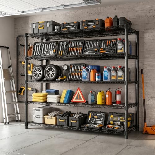 Garvee 5-Tier Wire Shelving 3200LBS Heavy Duty Storage Shelves Garage Rack | - size: 47.2"W x 70.9"H x 17.7"D