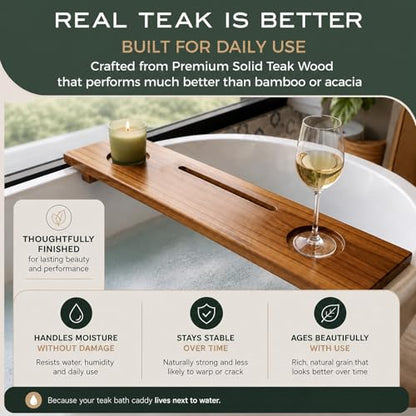 Fjord 29" Premium Teak Bathtub Tray for Small & Standard Tubs - size: Short (29 in)