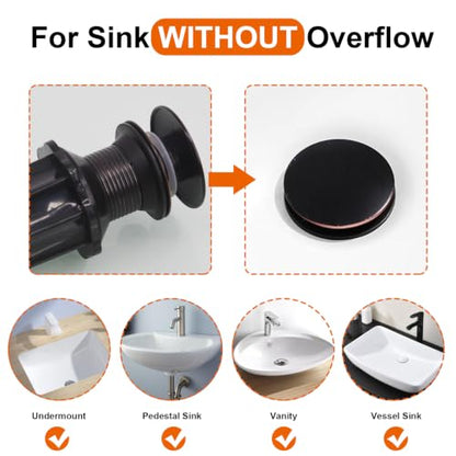 Bathroom Sink Drain Without Overflow, Oil Rubbed Bronze Bathroom Sink Stopper for Vanity Vessel Sink, Rapid Draining Stainless Steel Pop Up Drain with Hair Catcher Anti-Clog Strainer - color: Oil Rubbed Bronze
