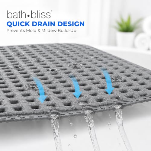 Bath Bliss Cushioned Foam Bath Mat Non Slip Bathtub Mat with 58 Suction Cups Dark Grey Color 17x36 | Machine Washable | Quick Drain Safety - color: Dark Grey