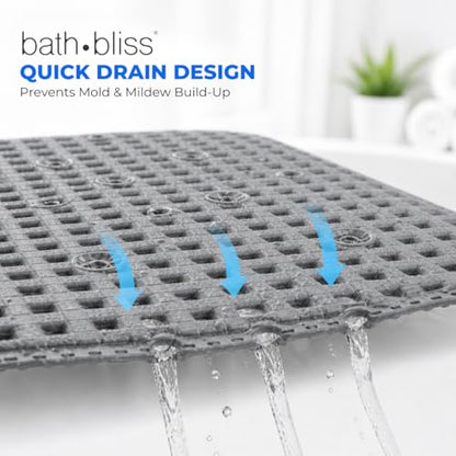 Bath Bliss Cushioned Foam Bath Mat Non Slip Bathtub Mat with 58 Suction Cups Dark Grey Color 17x36 | Machine Washable | Quick Drain Safety - color: Dark Grey