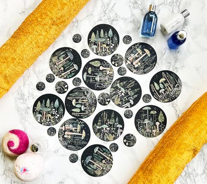 Handmade NON SLIP BATHTUB STICKERS, 28 PCS Enchanted Forest, Alternative to Bath Mat, Waterproof Adhesives, Anti Slip Shower Stickers, Tubs, Stairs - Safety Tub Non Slip Stickers