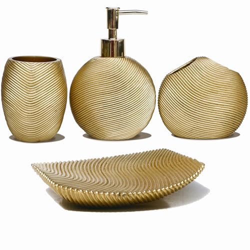 LUANT Bathroom Accessories Set Including Cup, Toothbrush Holders, Soap Dishes and Soap Dispenser, Gold - size: Gold