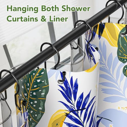Goowin Shower Curtain Hooks, Simple Shower Curtain Rings, Sturdy Shower Curtain Hangers, Double Hook Black Shower Curtain Hooks, Smooth Gliding Metal Shower Hooks for Shower Curtain (Black, 12 Pack) - color: Black, size: 12 Pack