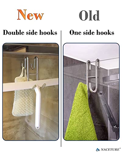 Frameless Shower Door Hooks, 2 Pack Bathroom Towel Hooks | For hanging towels, robes, squeegees and bath accessories on frameless shower doors. - style: Clear 2 Pack