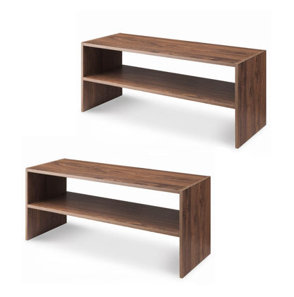 Whitmor Wood Stackable 2-Shelf Shoe Rack, Walnut, 31 inches，2 Pack - color: Brown, size: 31 INCH X2