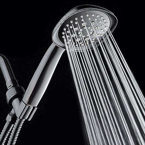 AquaDance, Oil-Rubbed Bronze Luxury Square 6-setting High-Pressure Hand Extra-Long 72" Stainless Steel Hose, Bracket, Solid Brass Fittings, Finish. Premium Handheld Shower Head from Top American - color: Oil Rubbed Bronze