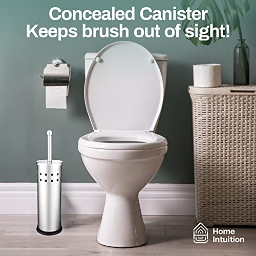 Home Intuition Polished Chrome Stainless Steel Vented Toilet Brush and Holder, 1 Pack