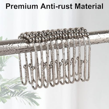 Resze U Shaped Shower Curtain Hooks Rings,12 Pcs Durable Rust Resistant Metal Shower Hooks, Double Glide Smoothly Anti-Drop Shower Rings for Shower Curtain Rod, Nickel - color: Nickel