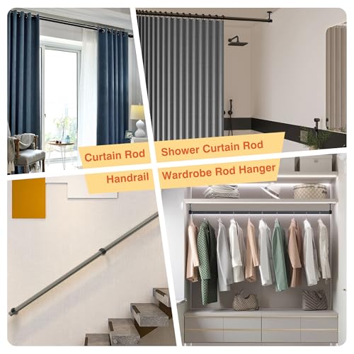 Alise Curtain Rod Holder Bracket 1''Dia,Closet Rod Holders Wall Mount,4 Pcs | Ceiling Mounted,Curtain Rod Flange Brackets,Ceiling Curtain Rods Brackets,for Bathroom Curtain,Stainless Steel,Black Finish - color: Matte Black, size: 25mm/1-Inch Dia.