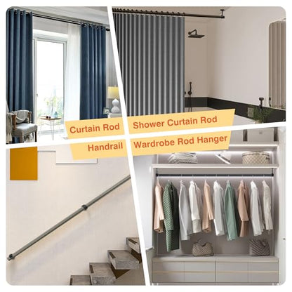 Alise Curtain Rod Holder Bracket 1''Dia,Closet Rod Holders Wall Mount,4 Pcs | Ceiling Mounted,Curtain Rod Flange Brackets,Ceiling Curtain Rods Brackets,for Bathroom Curtain,Stainless Steel,Black Finish - color: Matte Black, size: 25mm/1-Inch Dia.