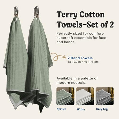 ONSEN Sculpted Terry Hand Towels, 100% American Cotton, Quick Dry Lint Free, Lightweight Absorbent Hand Towel Set with Hanging Loop, 20x30 in (Spruce, 2X Hand Towel) - color: Spruce, size: 2X Hand Towel