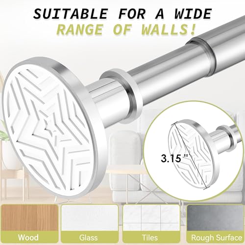Shower Curtain Rod 31-88 In Adjustable Pole Heavy Duty Silver Tension Rods Spring Drilling and No Drilling Shower Rod for Bathroom Window Anti-Slip Never Rust - color: Silver, size: 31-88"