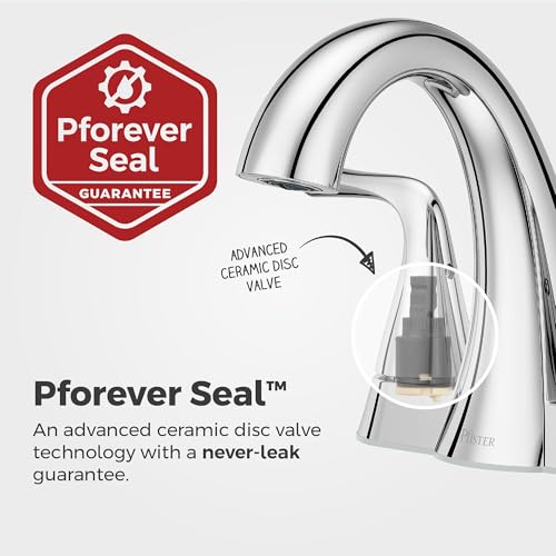 Pfister Willa Bathroom Sink Faucet 4 inch Centerset 2-Handle 3-Hole NSF Certified Polished Chrome Finish with Push & Seal Drain TiteSeal Mounting Technology LF048MALCC - color: Polished Chrome, size: 1 Pack