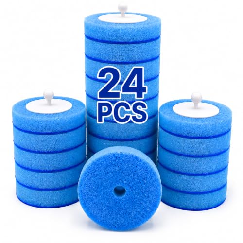 CiLoN 24 Pack Disposable Toilet Bowl Brush Refills Only for Auto-Open Lid | Wall-Mounted Disposable Toilet Cleaning Set For Touch-Free Space-Saving Hygienic Modern Bathrooms (Ocean Breeze + 24 Sponge) - size: 24 Refills + Ocean Breeze