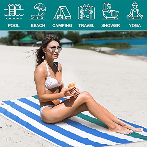 SUN CUBE Microfiber Beach Towel Quick Dry with Carry Bag, Blue 78x35 Inch | Quick Dry and Free Microfiber Towel, Lightweight Packable Swim Towel for Beach, Pool, Camping, Cruise, Travel - color: Blue, size: 78.00" x 35.00"