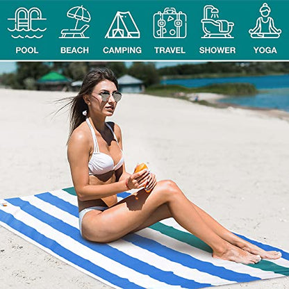 SUN CUBE Microfiber Beach Towel Quick Dry with Carry Bag, Blue 60x30 Inch | Quick dry sand free microfiber towel, lightweight packable swim towel for beach, pool, camping, cruise, travel - color: Blue, size: 60.00" x 30.00"