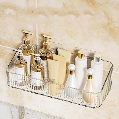 Adhesive Shower Caddys,Bath Organizers with Large Capacity,Not Drilling Bathroom Organizers Shelves Kitchen Racks - color: Green