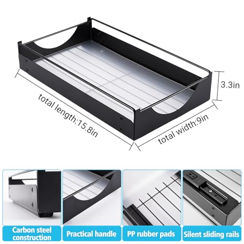 Under Sink Pull Out Organizer, Single-Tier Metal Drawer Slide Out Storage Shelf, No-Drill Nano Adhesive Installation, Fits 16"+ Deep Cabinets for Kitchen Bathroom Pantry Storage - size: Single-layer Medium