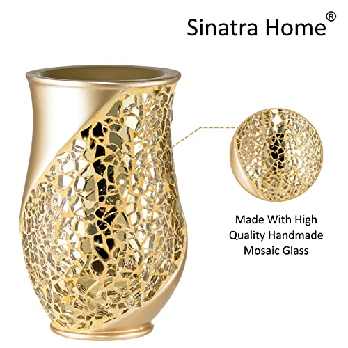 Zahari Home Sinatra Bath Tumbler Toothbrush and Toothpaste Holder Makeup Organizer, Champagne - color: Champange, size: 4.25" x 3" x 3" Tumbler