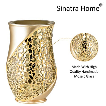 Zahari Home Sinatra Bath Tumbler Toothbrush and Toothpaste Holder Makeup Organizer, Champagne - color: Champange, size: 4.25" x 3" x 3" Tumbler