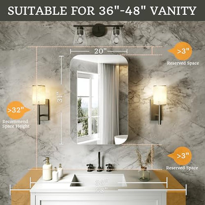 20 x 31 in Medicine Cabinet with Mirror and Side Panels, Silver | Surface or Recessed Medicine Cabinet Mirror with Storage, Adjustable Shelves, Aluminum Alloy Frame, Assembly Required - size: 20''x31''(V1)