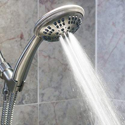 Aqua Elegante Luxury Handheld Shower Head - 1.8 GPM - Brushed Nickel | 6 Function High Pressure Hand Held Showerhead for Low Water Flow with Self-Clean Nozzles, Easy Install Replacement Sprayer - color: Brushed Nickel, size: 1.8 GPM