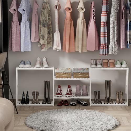 Towel Rack Bathroom Storage Shelves Over The Toilet with Towel Bar 100% Bamboo Adjustable Height Floating Shelf Wall Shower Shelf for Small Space Updated Painting - color: Updated White 1pack