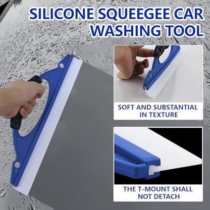 Hovom 2PCS Silicone Squeegee for Car Wash, Squeegee Car Dryer with Handle, Flexible Blade Automotive Water Scraper Tool, Water Wiper Cleaning Tool for Vehicle Window Glass Shower Door Wall (2 PCS) - color: 2 Pcs