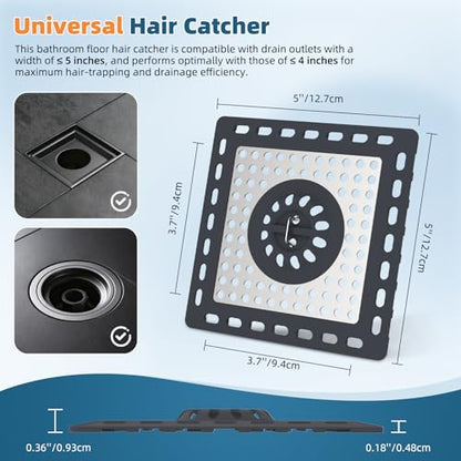 Hibbent Upgraded Shower Drain Hair Catcher for Bathroom Floor 4" Drain, Anti-Clogging Shower Drain Cover, Stainless Steel & Silicone Drain Strainer with Handle, Shower Drain Protector, Dark Grey - color: 4' Dark Grey