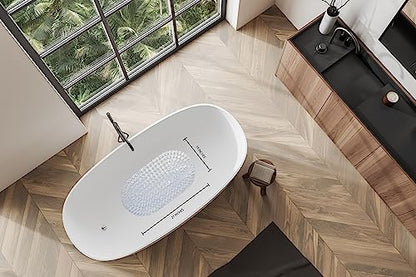 Splash Home Diamond Bathtub Mat Non-Slip, Shower Mat with 58 Suction Cups and Drain Holes Bath, 27 L x 15 W Inches, Machine Washable, PVC - Clear