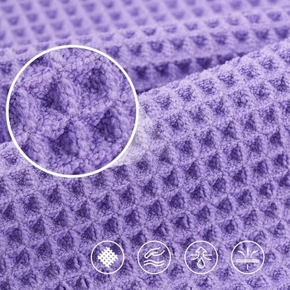POLYTE 430 GSM Poly Blend Microfiber Quick Dry Waffle Bath Towel, 30x60 in | 4 Pack, Oversize, Lint Free, Body Towel - color: Purple