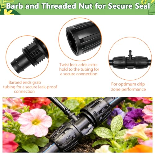 13 pack 1/2 Inch To 1/4 Inch Drip Irrigation Fittings, 1/2" (1/2" ID x 0.65" OD) to 1/4" Drip Line Reducing Tee 1/2" x 1/4" 3 Way Splitter Connectors for Garden Irrigation System - size: 1/2" x 1/4" Splitter-3 Way