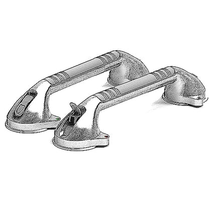 16.5inch Suction Bath Grab Bar with Indicators, Balance Assist Bathroom Shower Handle, Silver/Grey（Pack of 2） - size: 16.5 Inch (Pack of 2)