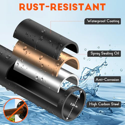 Tension Shower Curtain Rod, No Drilling, Adjustable 45-86 In, Black | 1.26" Diameter Heavy Duty Tension Rod, Easy Install, Rustproof, Tool-Free, for Bathroom Window Living Room Divider Closet - color: Black, size: 45-86"