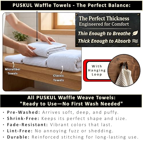 PÜSKÜL 2-Piece Natural 100% Turkish Cotton Waffle Bath Towels Extra-Large | White, 32x63" Bath Sheet Towel, Light Soft Absorbent Quick-Dry Lint-Free Premium Honeycomb Weave Oeko-Tex Made in Turkiye - color: White, size: Bath Towels - Pack of 2