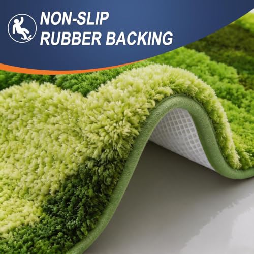 Hifuwan Cute Green Moss Toilet Rugs U Shaped Non Slip Bath Mats, 20x20 Inch | Soft Absorbent Plant Bathroom Rugs, Fluffy Machine Washable, Contour Bath Rugs for Toilet Base Bathroom Shower Floor - size: 1'8" x 1'8" (U-Shape)