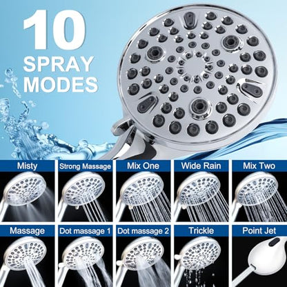 Shower Head with Handheld - All Metal Holder and Long Hose, High Pressure Built-in Power Wash to Clean Tub, Tile & Pets, Multi Mode Adjustment Showerhead Sprayer, Chrome 2.5 GPM - color: Premium Chrome