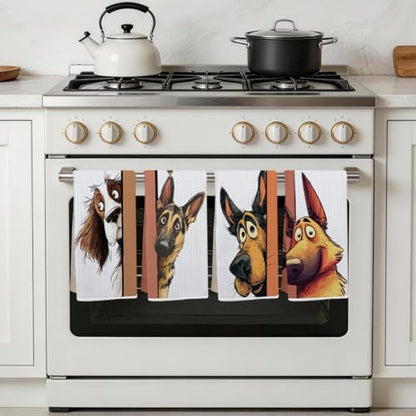 4 Pcs Funny Dog Kitchen Towels, Cute Dogs Gifts Hand Towels 14 x 24 Inches - color: Multi 0131