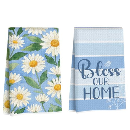 ZHAMEN Daisy Dream Kitchen Towel Soft Absorbent Hand Tea Towels Set of 2 - color: Multi 1576