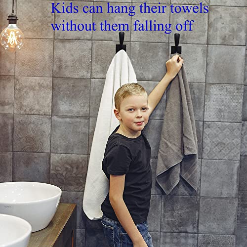 Black Coats Towels Hooks 6 Pack Towel Robe Clothes Coat Hooks,Heavy Duty Wall Mount Hooks for Bath Bedroom Kitchen Pool Garage Hotel (Black 6) - color: Black 6