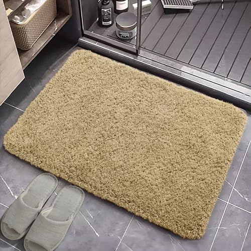 AROGAN Luxury Bathroom Rugs, Thick Soft Non Slip Bath Mat, 24x17 Inch Beige | Absorbent Microfiber Rubber Backing, Quick Dry Bathroom Mat Shower Mat, Machine Washable Plush Carpets - color: Beige, size: 1'5" X 2' (24" X 17")