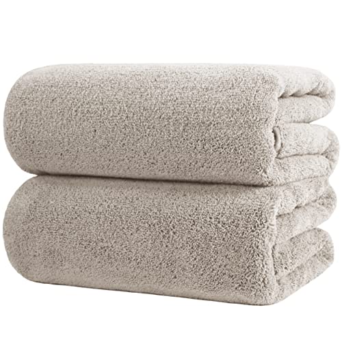 POLYTE Quick Dry Lint Free Microfiber Bath Sheet, 35 x 70 in, Pack of 2 (Beige) | 2 Pack, Oversize, Lint Free, Quick Dry - color: Beige