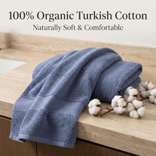 Maisonette Elegance 100% Organic Cotton Turkish Bathroom Towels Set, Ideal Quick Dry Luxury Washcloths, Hand & Large Luxury Bath Towels for Shower (6 Pack), Dark Blue (Mineral) - color: Mineral, style: Bath Towel Set - 6 Piece