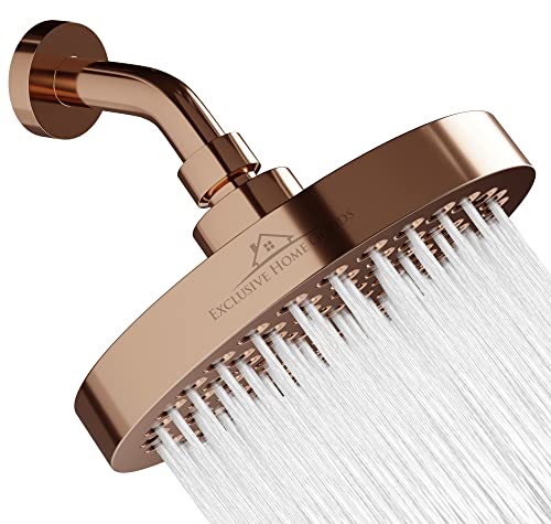 Rainfall Shower Head - 6" High Pressure Shower Heads - 1.8 GPM Shower Heads with Anti-Clog 90 Rubber Jets - 360° Rotation Adjustable Shower Head - Rustproof Bathroom Shower Head - Rose Gold - color: Rose Gold, size: California 1.8 GPM, 6 Inch Diameter